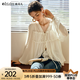 Olrain歐芮兒2025夏季新款氣質(zhì)V領(lǐng)綁帶設(shè)計飄逸靈動仙氣雪紡衫 米杏色 M