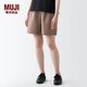 無(wú)印良品（MUJI）女式 水洗 平紋 短褲女夏 褲子 休閑短褲 多巴胺純棉全棉BEC27A3S 淺灰棕色 S 155/62A