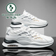 啄木鳥(niǎo)男鞋2025新款秋冬季透氣休閑網(wǎng)面增高老爹跑步防滑運動(dòng)厚底鞋子男 白黑 40