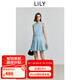 LILY2025夏新款簡(jiǎn)約法式氣質(zhì)休閑通勤無袖A字百褶裙背心連衣裙女 401藍(lán)色 M