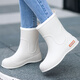 韓琳奴低筒雨鞋女款時(shí)尚外穿成人加絨保暖雨靴水鞋新款耐磨防水防滑膠鞋 【包邊單鞋款】灰白色 38