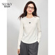 熙世界（sllsky）白色長(cháng)袖T恤女秋2025新款?lèi)?ài)心刺繡圓領(lǐng)百搭顯瘦棉質(zhì)上衣 米白色 M