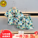 G.DUCKKIDS小黃鴨男童套裝夏季帥氣男寶寶衣服兒童夏裝中小童薄款花襯衫三件 淺綠色沙灘服 120 cm