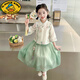 G.DUCKKIDS女寶寶唐裝國風(fēng)連衣裙套裝2025新款夏裝古風(fēng)公主裙小女孩漢服裙子 綠色 120 建議身高110-120cm6-7歲cm