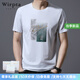 Wirpta高端品牌短袖男T恤夏季薄款時(shí)尚潮流抗皺免燙印花百搭桑蠶絲體恤 白色（禮盒裝） L 170 （建議120-135斤）