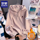 羅蒙（ROMON）連帽半拉鏈衛(wèi)衣女春秋2025新款小個子減齡加絨加厚外套上衣女秋 紫粉色加厚 L