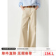 ELLE KIDS25年春裝新款女童老錢風簡約全棉松緊腰牛仔褲微喇刺繡休閑長褲