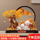 歐梵普（oufanpu）新中式發(fā)財樹招財貓擺件喬遷開業(yè)禮物新店辦公室客廳玄關流沙裝飾 八方來財-金色【背靠金山】 大尺寸更大氣-招財進寶
