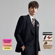 休塔（SUITUP ）【高品質(zhì)】西服男套裝雙排扣高級感紳士西裝男結(jié)婚禮服正裝三件套 雙排佩納墨黑【上衣+褲子】 XL 【50A】 下單可備注褲子碼數(shù)