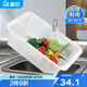 屋田收納筐洗菜籃瀝水籃塑料周轉(zhuǎn)筐大號方篩水果蔬菜筐籃子長方形漏框