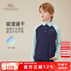 英氏（YEEHOO）兒童polo衫男女童T恤中大童裝長(zhǎng)袖運(yùn)動(dòng)上衣速干抑菌秋裝 深藍(lán) 140