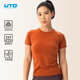 悠途（UTO）美利奴羊毛速干短袖運動(dòng)T恤戶(hù)外跑步徒步上衣 女款-楓葉棕  M 