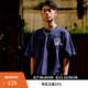 UNDEFEATED五條杠官方春季新品美式復(fù)古落肩寬松短袖T恤 寶藍(lán)色 L
