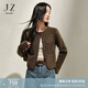 玖姿·安娜蔻優(yōu)雅小香風(fēng)知性羊毛圓領(lǐng)寬松開衫針織衫女2025春季新款 墨綠 S