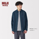 無(wú)印良品（MUJI）男式 漢麻水洗 長(zhǎng)袖襯衫 男士襯衣外套上衣男款夏季 男裝AC218A5S 藏青色 L (175/100A)