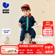 Mini Balabala迷你巴拉男童女童長袖套裝寶寶休閑嬰兒衣服套裝學(xué)院兩件套 深藍(lán)80877 100