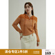 獨(dú)束大碼女裝【多色可選】法式風(fēng)情條紋連帽針織衫女冬羊毛混紡毛衫 咖色條紋 XL