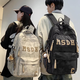 叢林?zhù)B書(shū)包初中學(xué)生男潮酷大容量高中雙肩包2025新款大學(xué)生復古加厚背包 黑色【棒球掛件】