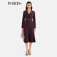 PORTS寶姿女裝2025秋冬新款印花拼接領(lǐng)連衣裙ALQ9D030SWQ062 櫻桃紅漆色 S （4）