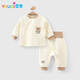 優(yōu)奇嬰兒衣服男女寶寶秋冬套裝嬰幼兒早秋夾絲棉打底保暖分體兩件套