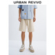 UR夏季新款男裝休閑簡(jiǎn)約純色松緊腰棉質(zhì)短褲UMB650003 淺卡其 30
