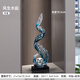 玄關(guān)擺件風(fēng)生水起輕奢高檔大客廳入戶進(jìn)門入門廳豎高裝飾品高級感 風(fēng)生水起擺件【灰藍(lán)色】【水晶球】