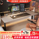 鵬景雅居 電動(dòng)升降電腦桌站立式家用學(xué)習(xí)書桌可調(diào)節(jié)智能雙人游戲桌 TL02 升級(jí)版 桌面排插/淺咖色馬鞍皮面 160*70cm包安裝+理線槽