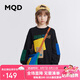 MQD童裝男童多色拼貼圓領(lǐng)衛(wèi)衣23冬多彩撞色韓版上衣 黑色 120cm