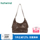 熱風(fēng)（Hotwind）秋季新款女士擦色做舊復(fù)古棕色單肩包大容量休閑女包包 131黑棕 F