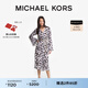 MICHAEL KORS邁克高仕 MK 女士棕櫚印花長款連衣裙 含腰鏈 黑色/白色 048 S