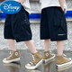 迪士尼（Disney）男童工裝短褲夏季薄款2025新款兒童夏裝男孩五分褲中褲中大童褲子 黑色 150 cm