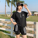 南木熊大碼泳衣女士泡溫泉遮肉肚子分體性感顯瘦泳裝非裙式胖妹妹媽媽 黑色分體大碼【100-160斤】