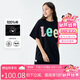 Lee兒童短袖T恤2024夏款童裝圓領(lǐng)休閑男童女童半袖T恤 黑色 130 