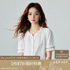 茵曼田園木耳邊短袖襯衫女夏季文藝?yán)C花時(shí)尚輕薄舒適襯衣 霜白色 L 