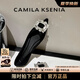 CAMILA KSENIA瓢鞋女款2025新款休閑夏季法式尖頭單鞋時(shí)尚百搭水鉆氣質(zhì)平底鞋子 黑色 37