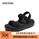 斯凱奇（Skechers）七夕情人節(jié)禮物夏女鞋厚底涼鞋舒適增高透氣外穿沙灘鞋 全黑色/BBK 38