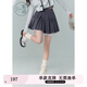 紫涵（ZIHAN）紫涵蝴蝶結(jié)高腰百褶裙女秋季甜美學(xué)院風(fēng)網(wǎng)紗A字半身短裙 深灰 L