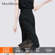 MeetMetro瑪依爾2025夏新款感名媛小香風(fēng)不規(guī)則開叉半身裙女 黑色 L