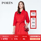 PORTS寶姿 新品 女裝簡約翻領中長款風衣外套LN8T022HWB015 火焰紅-2 M (6)