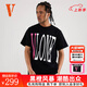 VLONE【StapleHoodle】春夏男女同款經(jīng)典大LOGO美潮純棉男士短袖T恤 黑粉-經(jīng)典大V款 L