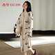 古今（GUJIN）秋冬季加厚半邊絨睡裙睡衣女家居服可外穿長(cháng)裙子大碼加絨保暖寬松