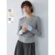 ELLE綿羊毛撞色正肩T恤女2025秋新款簡(jiǎn)約時(shí)尚設計感內搭休閑上衣 淺灰 L