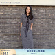 TOMMY HILFIGER【顯瘦百搭】夏季女休閑條紋收腰開(kāi)叉POLO長(zhǎng)裙連衣裙02497 黑白條紋0AY M