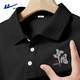 回力polo衫男士夏季國風(fēng)潮牌翻領(lǐng)速干涼感短袖男款胖子大碼男裝半截袖 黑色(福報中國胸標) 5XL (建議230斤-260斤左右)