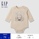 GAP嬰兒秋冬款棉質(zhì)小熊印花連體衣可愛兒童裝開襠褲645073