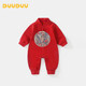DUUDUU嬰兒連體衣國風(fēng)拜年服衣服寶寶哈衣新生兒中式過(guò)年爬服 紅 66cm