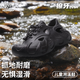 維動(dòng)（VEIDOORN）兒童獠牙運動(dòng)拖鞋男外穿涼拖厚底籃球拖鞋游泳防滑潮流戶(hù)外沙灘鞋 黑色【兒童款】 32 /33