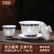 景德鎮(zhèn)景德鎮(zhèn)官方手繪青花玲瓏家用三才蓋碗茶杯套裝大號(hào)白瓷功夫泡茶具 厚德載物茶具套裝