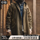 馬登工裝 美式復古磨毛連帽風衣男春M51改良做舊全棉防風字母印花外套 咖啡色 （寬松偏大） XL