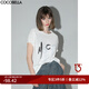 COCOBELLA亮片字母印花刺繡簡約短袖T恤女寬松圓領(lǐng)上衣TS77 白色 M